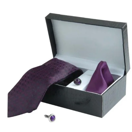 Purple Tie & Cufflink Combo Set